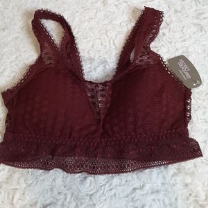 Secret Treasures wine lace bralette size M